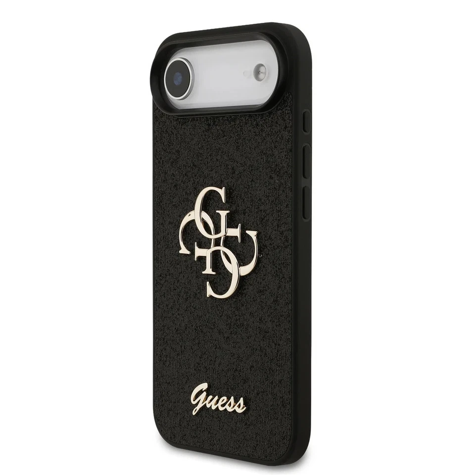 Genuino Guess 4G Brillo Metal Logo Protección contra Impactos para iPhone 17 Air Negro Foto 2 de 4