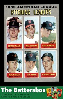 1970 Topps #70 McLain/Cuellar/Boswell/McNally A.L. Pitching LL EXMT/EXMT+ X37520