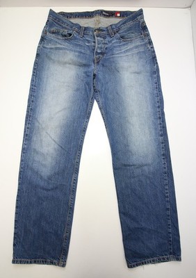 House of Howe Lowrise Straight Leg Distressed Blue Jeans Mens 34 Y2K Fades