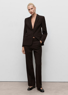 NWT MANGO MNG BROWN MID RISE STRAIGHT FIT SUIT TROUSERS PANTS SZ 38 US 6