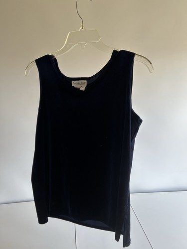 Coldwater Creek Women's Navy Velvet 2 Pc Shirt Tank Set Size M - Picture 5 of 6