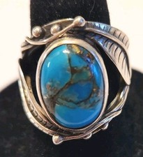 Vintage Navajo Turquoise Sterling Silver Ring Size 6 Statement Piece Nice Ring