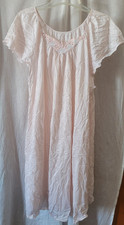 Vintage Women's Nightgown Short Sleeve Solid Pink Lightweight Summer Nice