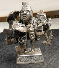 Unusual Silver Mid-Century Peru Good Luck EKEKO  Talisman Figurehead W/ Charms