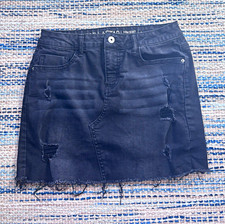 VANILLASTAR Black Denim Mini Skirt Juniors Size 3 Distressed Whimsygoth