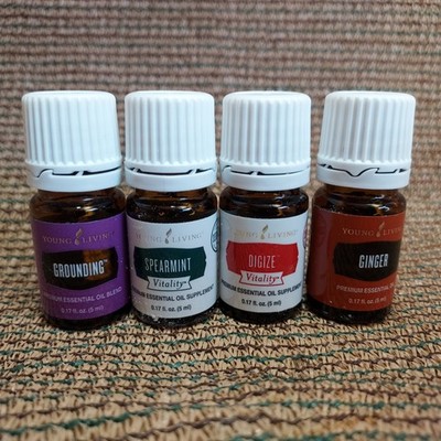 LOT of 4 Young Living Essential Oil 5ml Gounding Spearmint Digize Ginger NEW