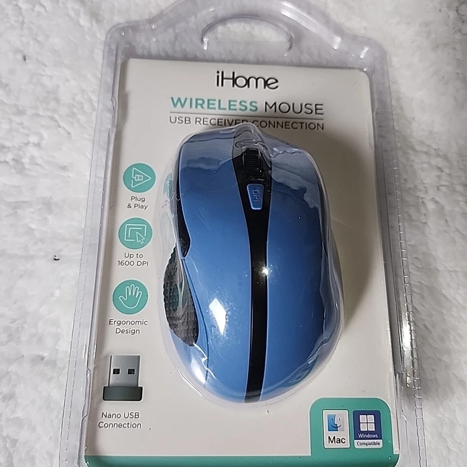 New iHome Wireless Mouse for Mac & PC Windows Adjustable DPI Thumb Rest Blue - Image 2 of 4