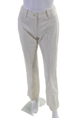 Pantalone donna Dolce & Gabbana cotone bianco vita alta plissettato gamba skinny taglia 38 - Foto 1 di 5