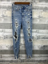 American Eagle next level stretch super hi Rise Jegging 00 Distressed