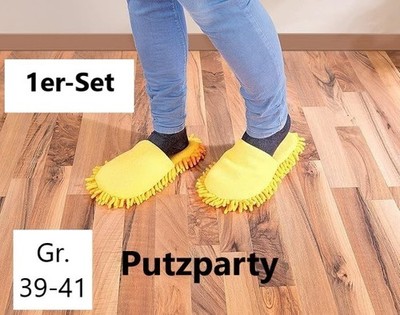 NEU Putz Hausschuhe Mikrofaser Sohle für Reinigung Schmutz Boden Wischmop Spaß