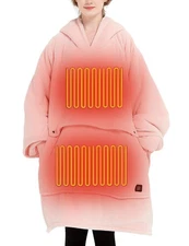 KFUBUO Heated Electric Wearable Blanket Throw One Size, Pink 