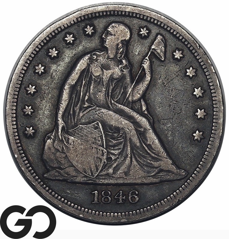 1846 Seated Liberty Dollar *Rare, Highly Collectible* Only 60k Minted! VF