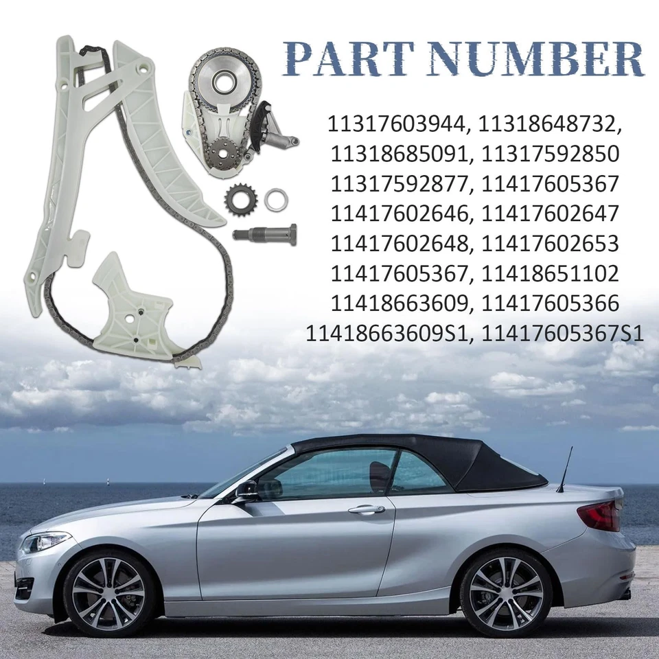 Kit de cadena de distribución del motor con cadena de transmisión de bomba de aceite compatible con BMW 228i 32... Foto 3 de 4
