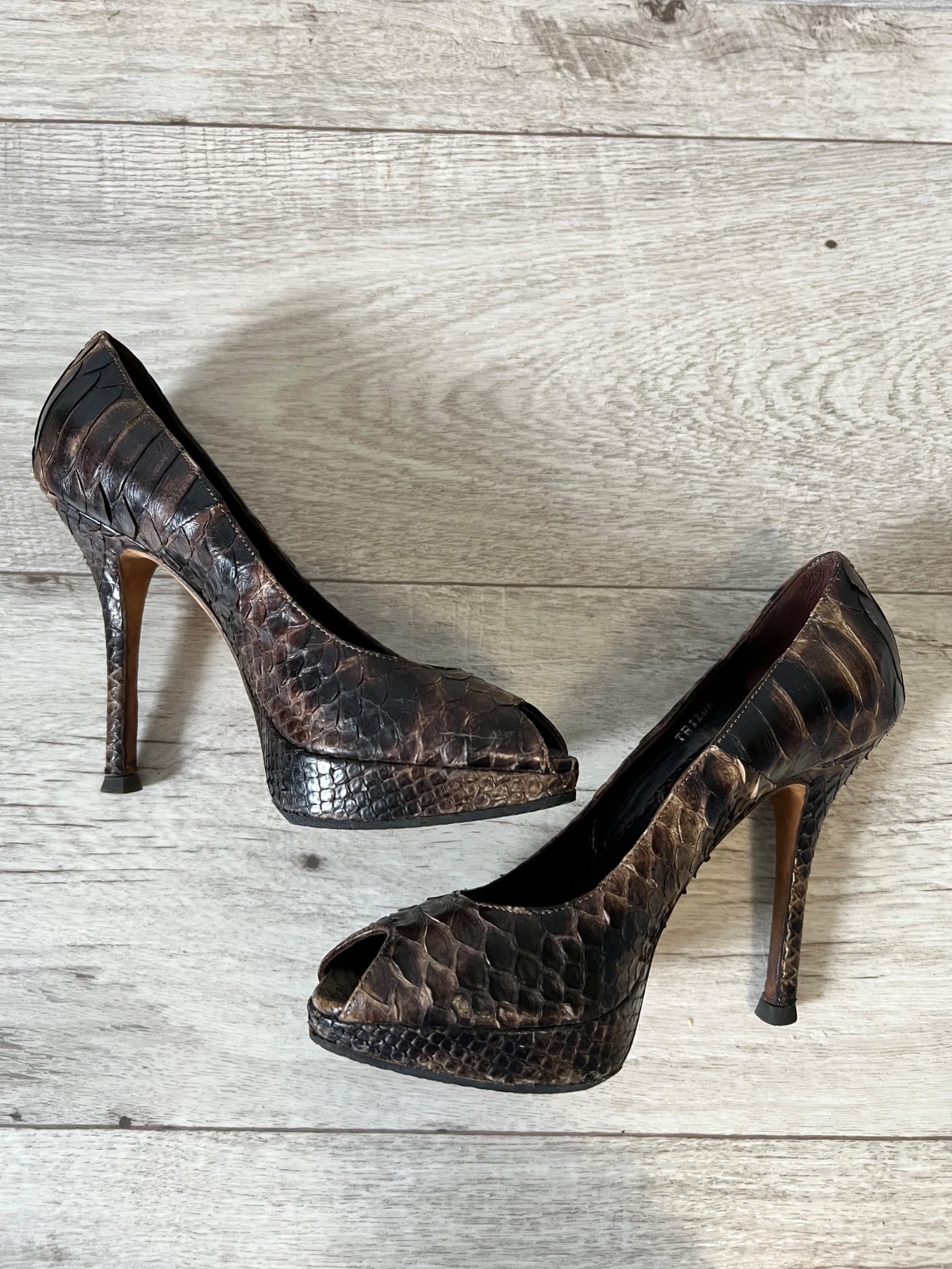 CD Python Brown Miss Dior Peep Toe Heels size 36 - image 3