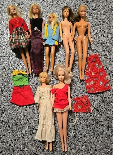 Lot of 7 Vintage Barbie Dolls 1966-1967! NR!