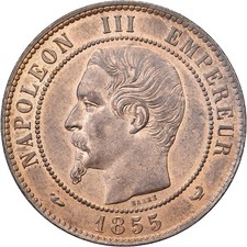 [#1507818] France, Napoleon III, 10 Centimes, 1855, Lille, Dog, Bronze, AU(55-58