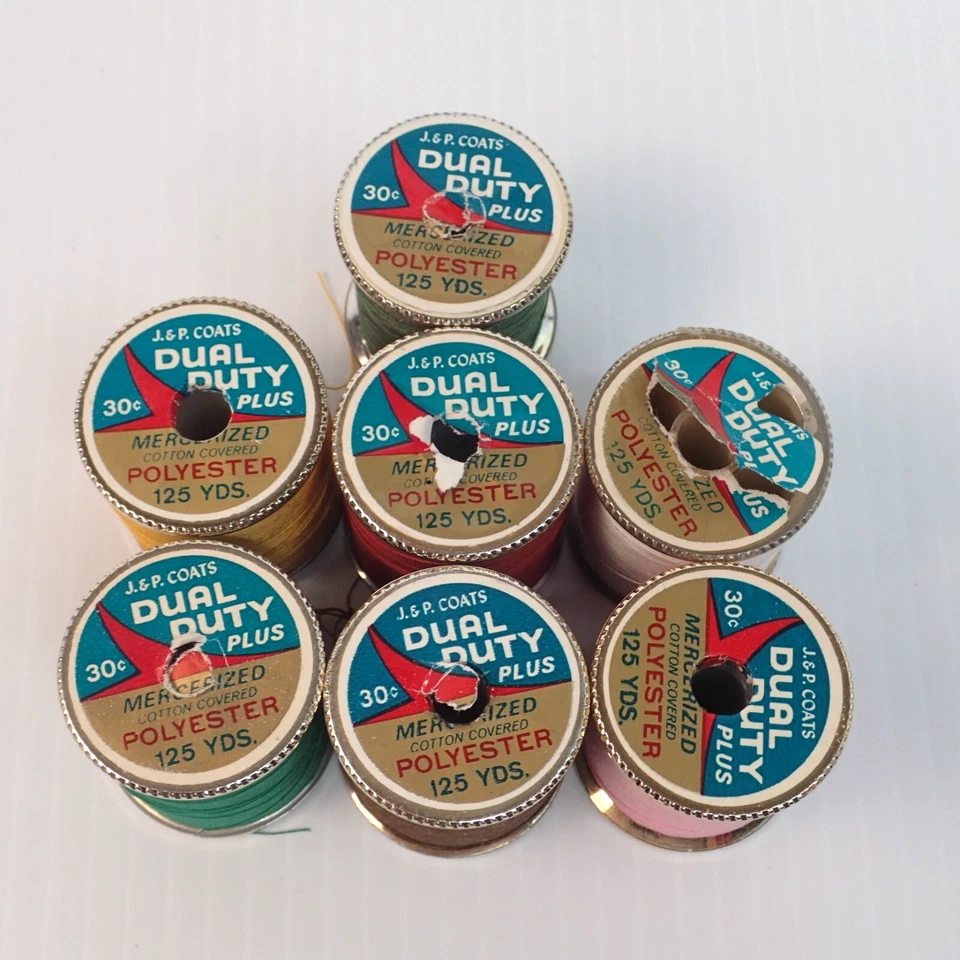 Vintage J&P Coats Dual Duty Plus Thread X 7 Spools Cotton Covered Polyester - Image 2 of 4