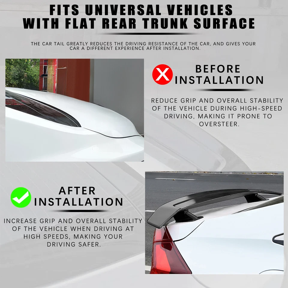 Para Honda Insight 47" Fibra Mate Coche Alerón Trasero Alerón Carreras Divisor Foto 4 de 4