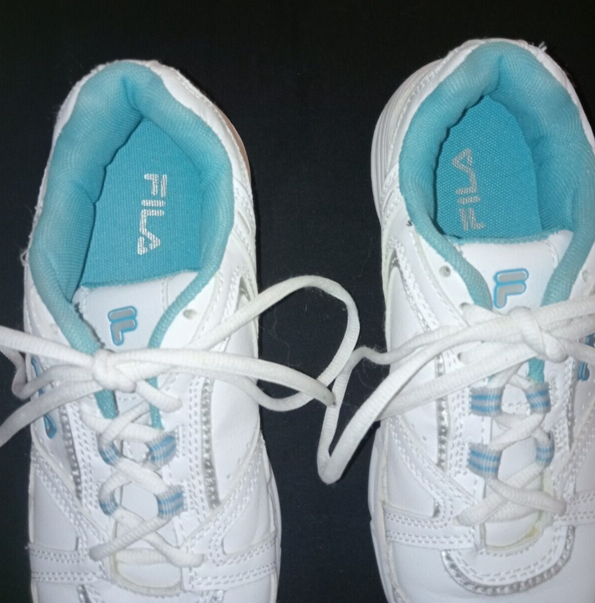 SCARPA DA CORSA DONNA " FILA " TAGLIA 38 5 BIANCO SCRITTE CELESTI (s14)