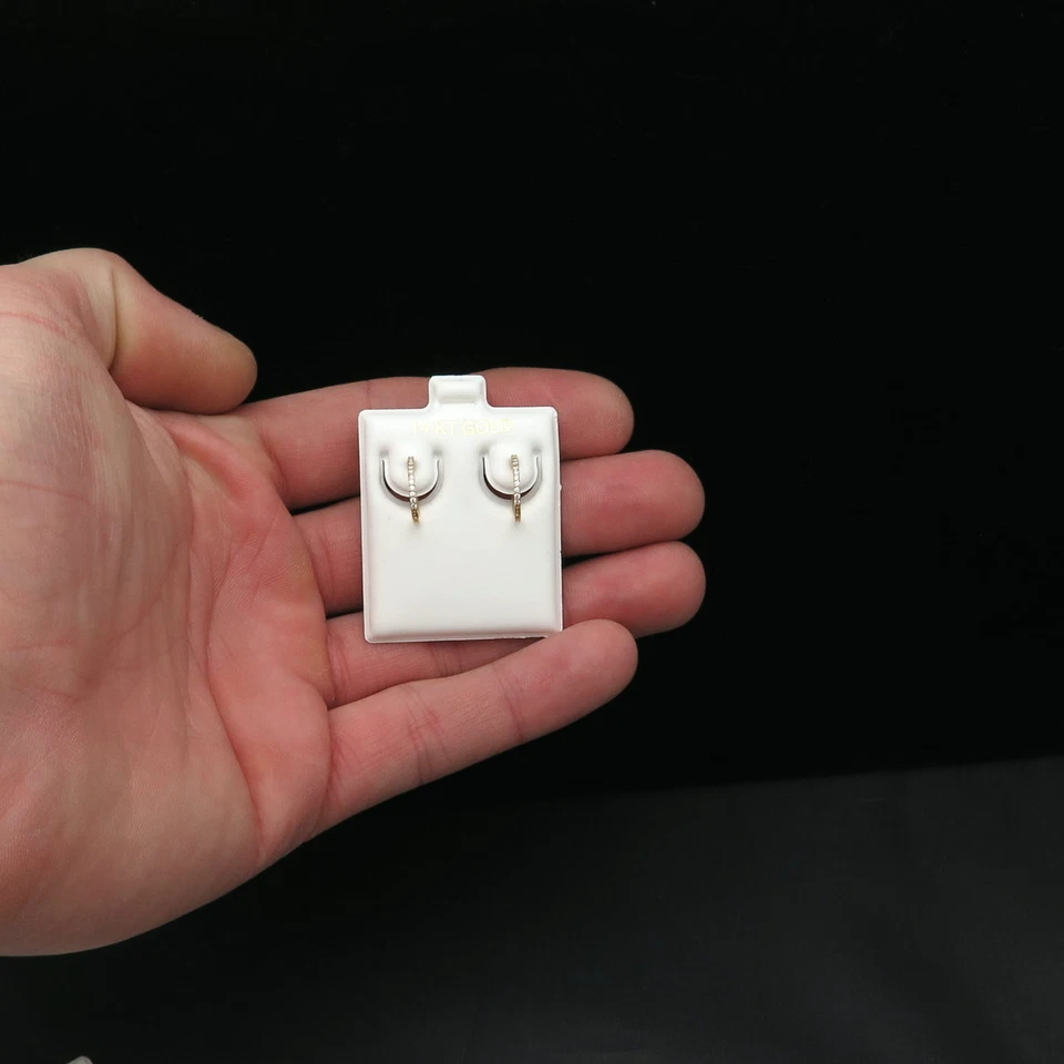 0.15ct Lab-Created Diamond Huggie Hoop Earrings Solid 14K Yellow Gold Round VVS1 - Image 3 of 4