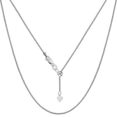10K Weißgold verstellbare Weizen Gliederkette, Breite 1,0 mm