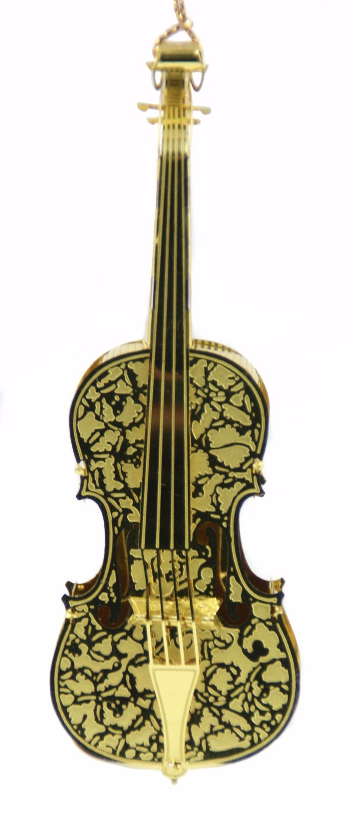 Gold Metal Violin Christmas Ornament Holiday Tree Decoration