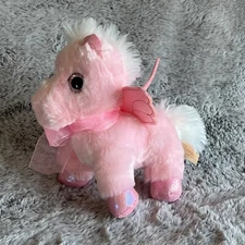 Pink Horse With Wings Plush Pegasus  8” Lovey Glitter Eyes Stuffie Animal Gift