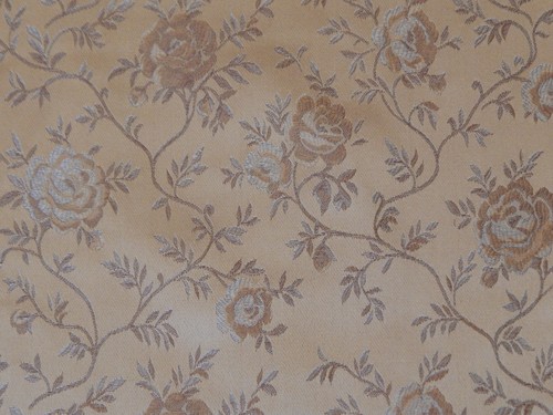 Gold Satin Upholstery Fabric with Gold Rose Pattern, Gold Fabric, 6 yards 23" - Picture 3 of 4