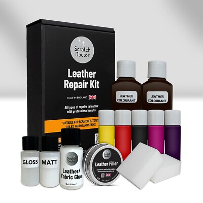 CHOC BROWN Leder Reparaturset für Löcher, Risse, Kratzer, Verbrennungen, Beschädigungen etc.