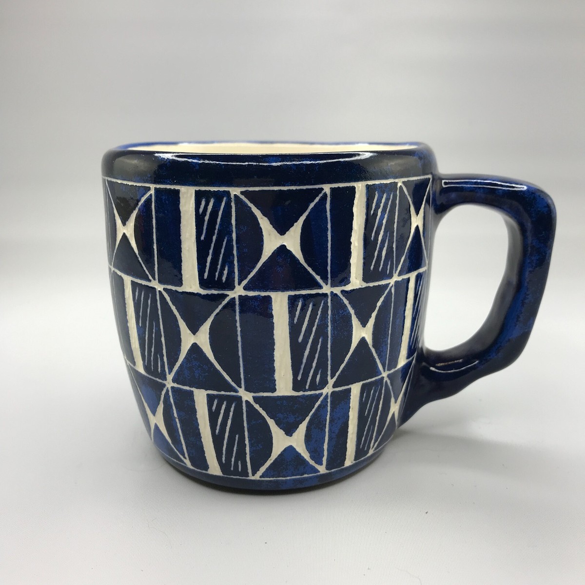 RARE Native American Design Blue Glazed Mug by Gwen Patricio of Acoma  Pottery