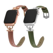 Pu Leather Slim For Apple Watch Band iWatch Series 10 9 8 SE 6 3 2 Ultra Strap