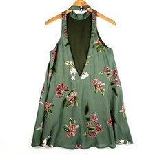 Show Me Your Mumu Floral Mini Dress Size XS Deep V Back Halter Sleeveless 