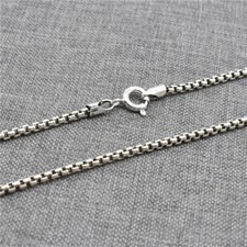 925 Sterling Silver Round Box Chain Necklace 2mm 20 22 24 26 Inches