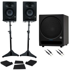 2 Presonus Eris Studio 4 Powered Active 4" Studio Monitors Stands 10" Subwoofer
