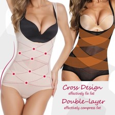 Women Bodysuit Waist Trainer Slimming Body Shaper Open Bust Shapewear