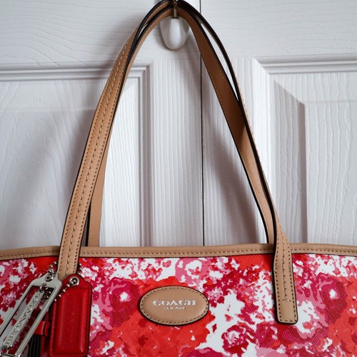 Coach Metro Tote Bag Large Floral Pink Print Coated Canvas & Leather Trim F31314 - Picture 4 of 8