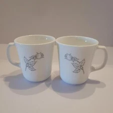 Pair of Corelle Grey Gray Rose Solitary Coffee Tea Cups Flowers (2) MCM