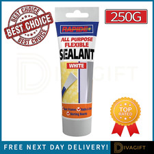 WHITE FLEXIBLE SEALANT DOOR FRAMES BATHS SINKS SKIRTING BOARD ALL PURPOSE 250G 
