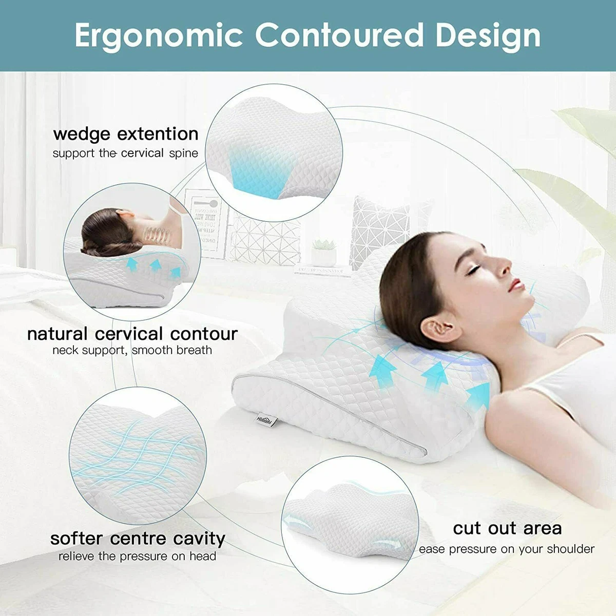 Memory Foam Neck Pillow - Ergonomic Support Pillow