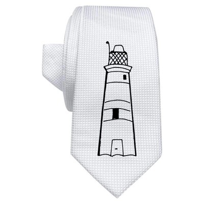 Weiße Krawatte/Krawatte ''Leuchtturm'' mit Geschenkbox (AT00005479)