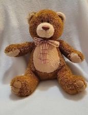 13 Aurora Brown Sugar Teddy Bear Plush Stuffed w/ Plaid Neck Bow 2017