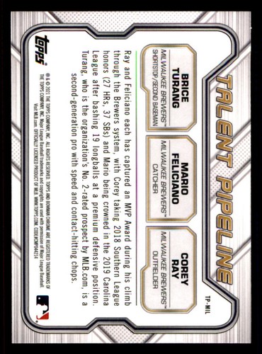 2021 Bowman Chrome Refractors #TPMIL Brice Turang/Corey Ray/Mario Feliciano - Picture 2 of 2