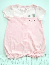 Carter's Baby Girl Polka Dot & Stipe Cozy Happy Romper
