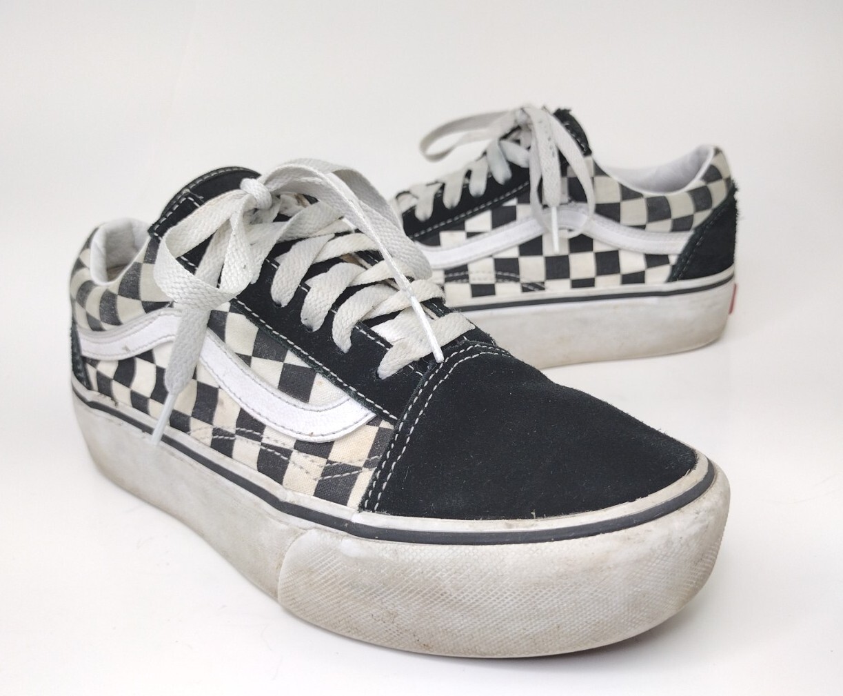 Vans Old Skool Platform Checkerboard Black/White Shoes Men's Sz 5 Women's Sz 6.5