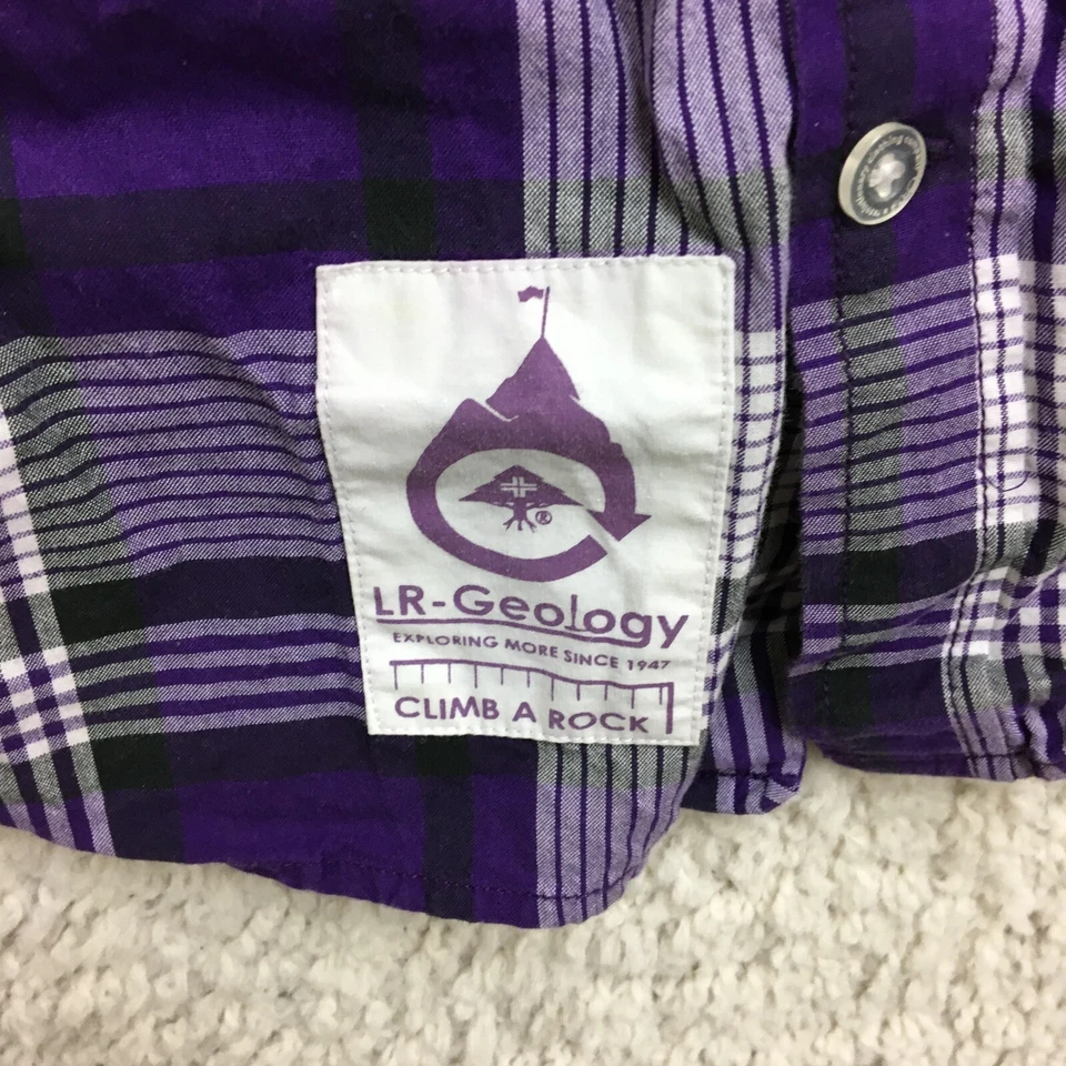 Camisa LRG Tejida Abotonada Extra Grande Púrpura Cuadros Geología Manga Larga Para Hombres XL Foto 4 de 4