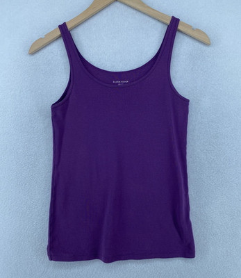EILEEN FISHER Tank Top PM Organic Cotton Ribbed Jersey Cami Scoop Neck Purple