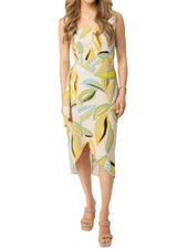 Karlie Maya Wrap Midi Dress Yellow Multi