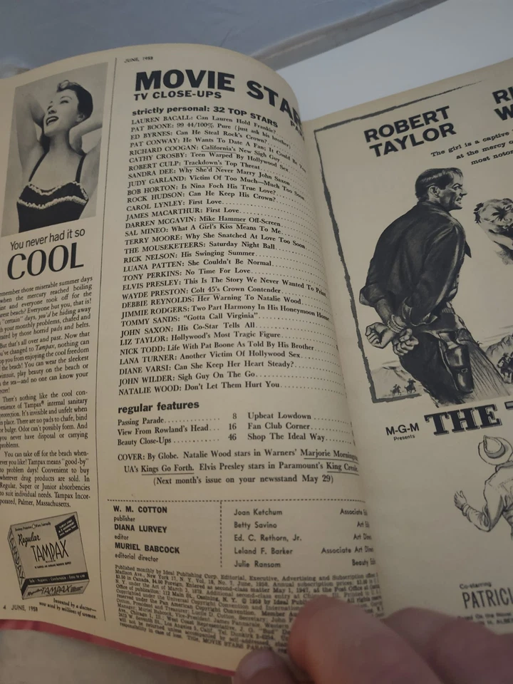 Rare Gossip Entertainment Movie Stars Magazine June 1958 Elvis Natalie Wood VTG - Image 3 of 3