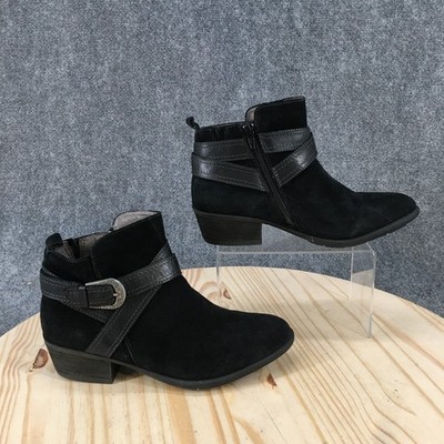 Earth Boots Womens 9 M Peak Porter Casual Side Zip Ankle Bootie Black Suede