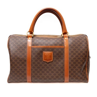 CELINE Macadam Boston bag PVC Leather  Brown Authentic from JAPAN